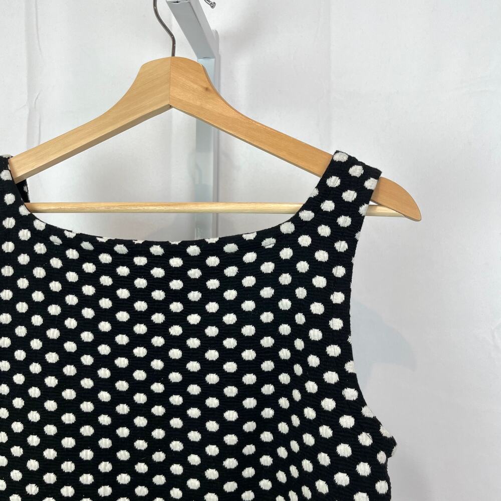ANN TAYLOR Size M Polka Dot Square Neck Peplum Tank Top Sleeveless Black White - Picture 7 of 7